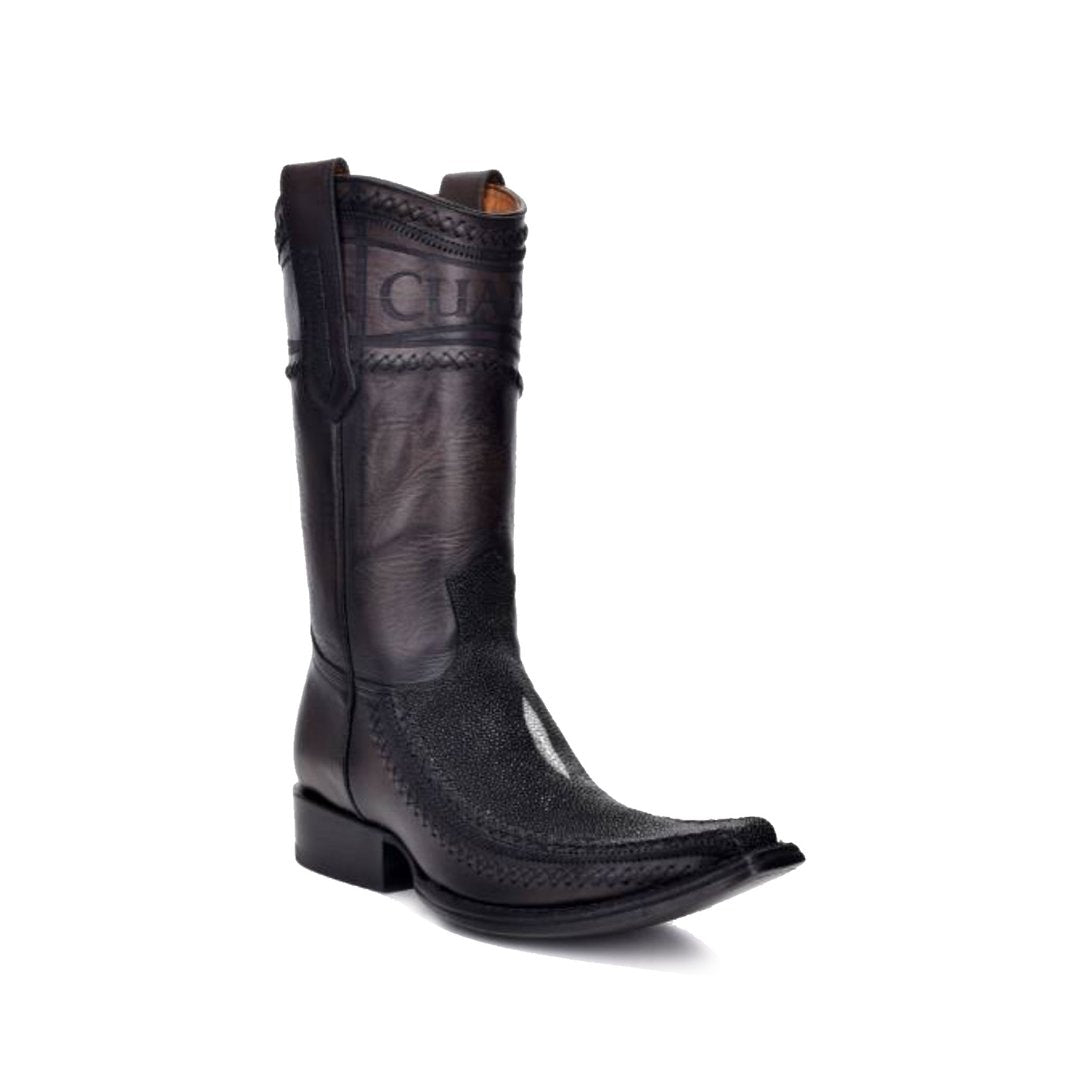 Cuadra Genuine Stingray Single Stone Narrow Square Toe Boot in Black