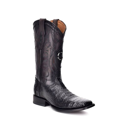 Cuadra Genuine Caiman Belly Square Toe Boot in Paris Black