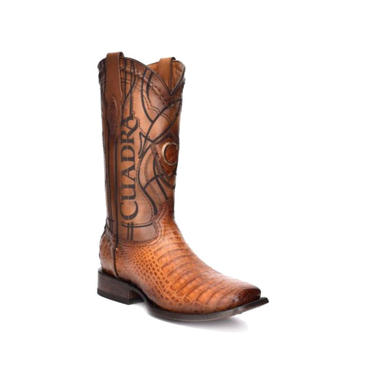 Cuadra Genuine Caiman Belly Square Toe Boot in Tuster Almendra