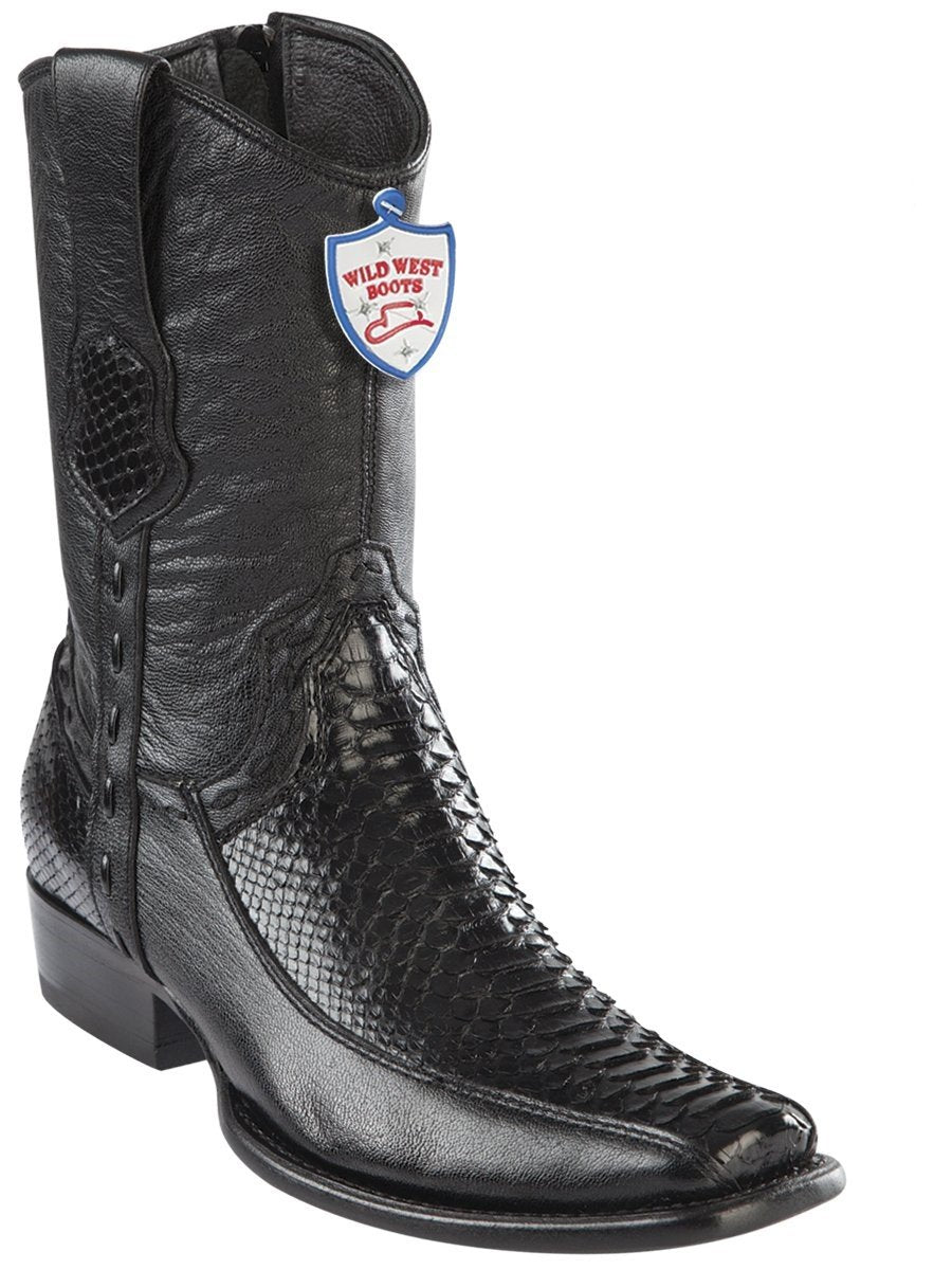 Genuine Python Stitched Ankle Boot in Black