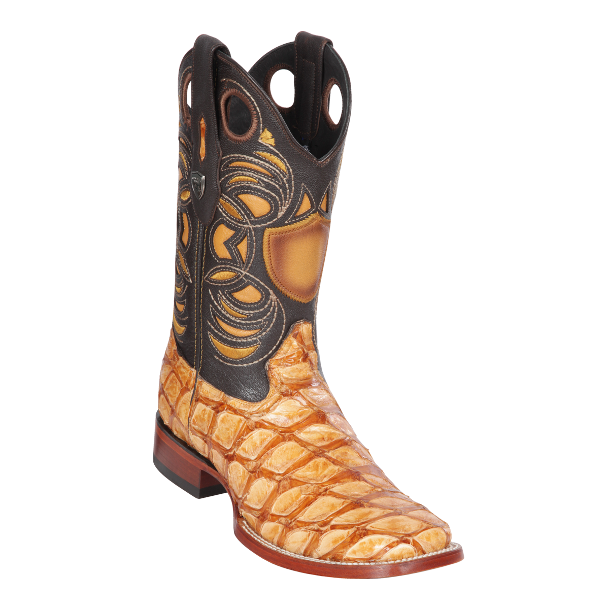 Genuine Pirarucu Wide Square Toe Boot in Oryx