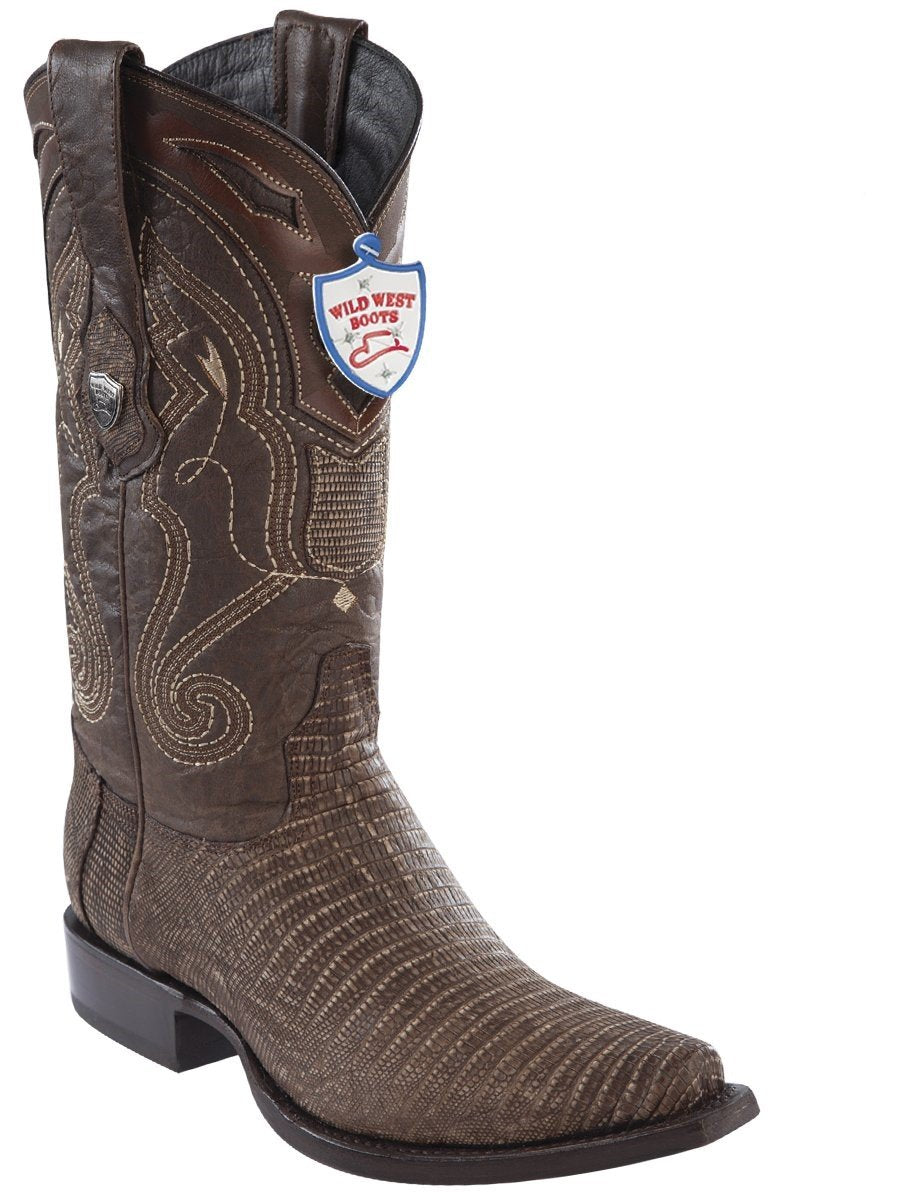 Genuine Teju Lizard Snip Toe Boot in Sanded Brown