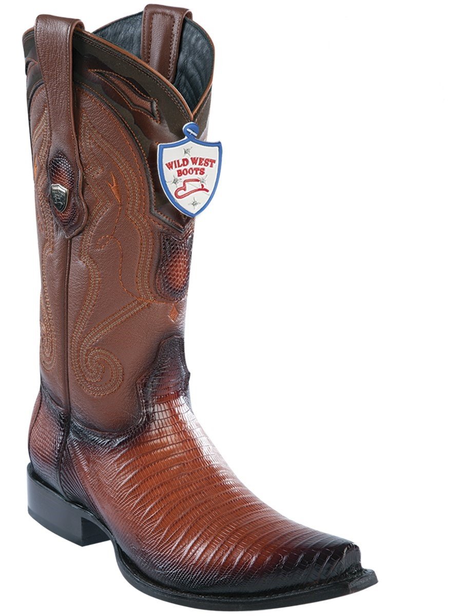 Genuine Teju Lizard Snip Toe Boot in Faded Cognac