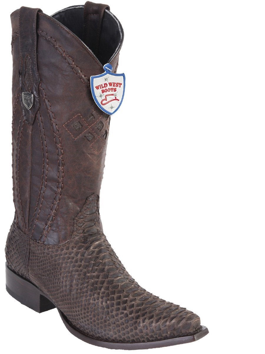 Genuine Python Snip Toe Boot in Brown Suede Finish