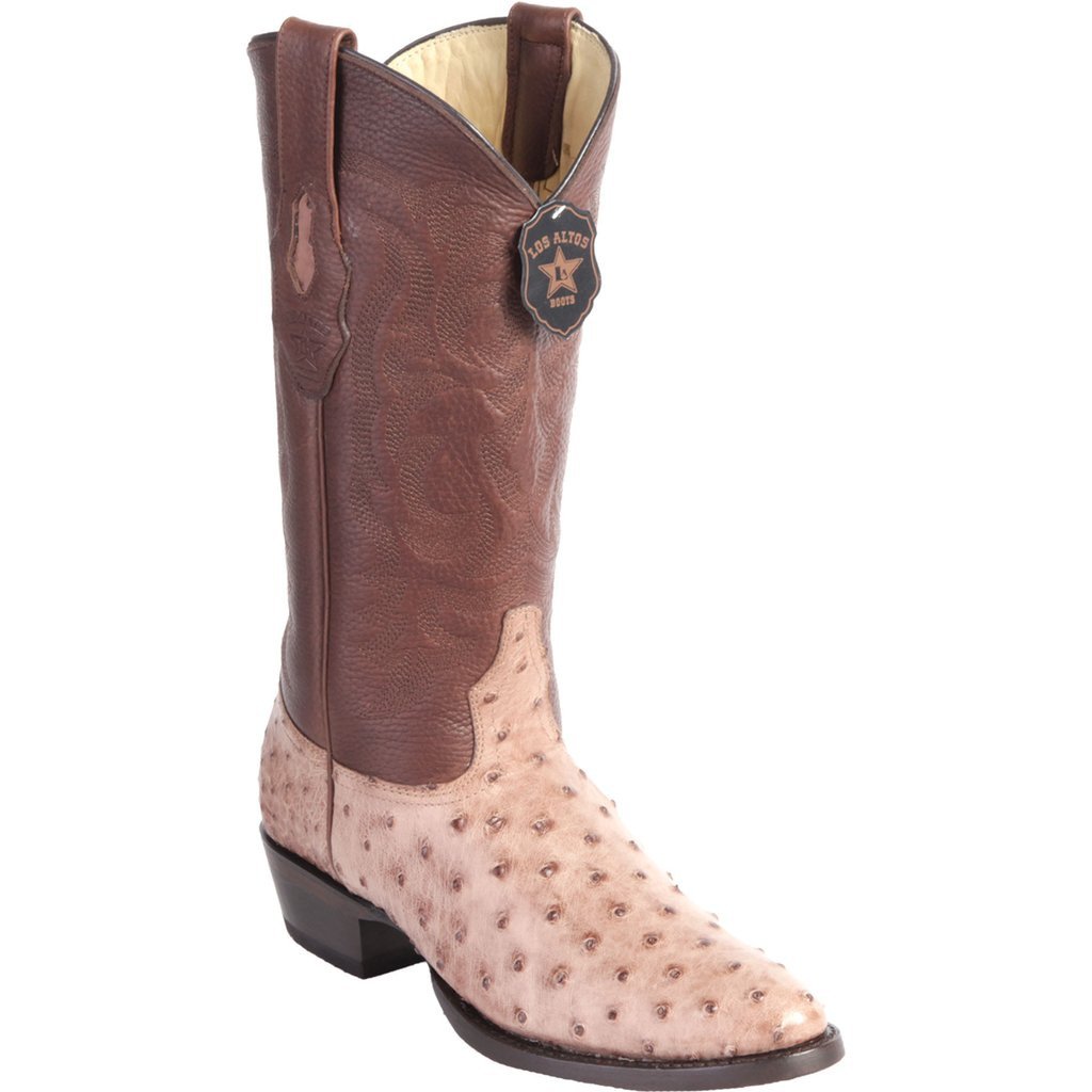 Los Altos Genuine Ostrich Semi Oval Boot in Mocha
