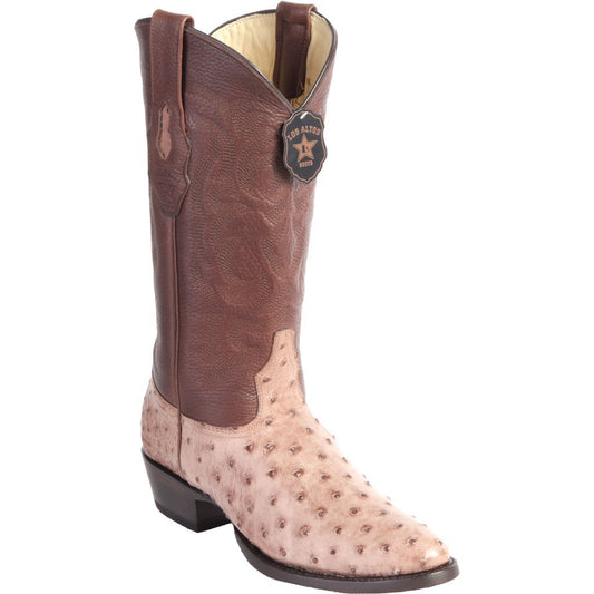 Los Altos Genuine Ostrich Semi Oval Boot in Mocha