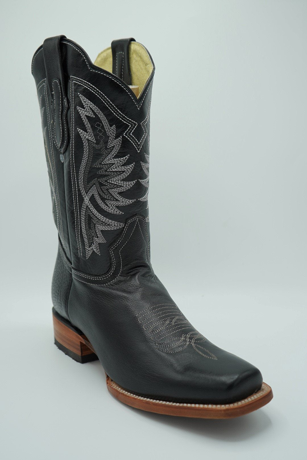 Leather Square Toe Boot in Black - Main Image