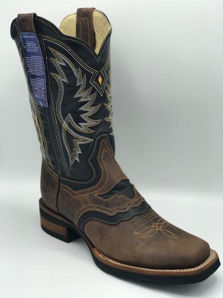 Arango Bull Alazan Square Toe Boot with Rubber Sole in Brown/Black