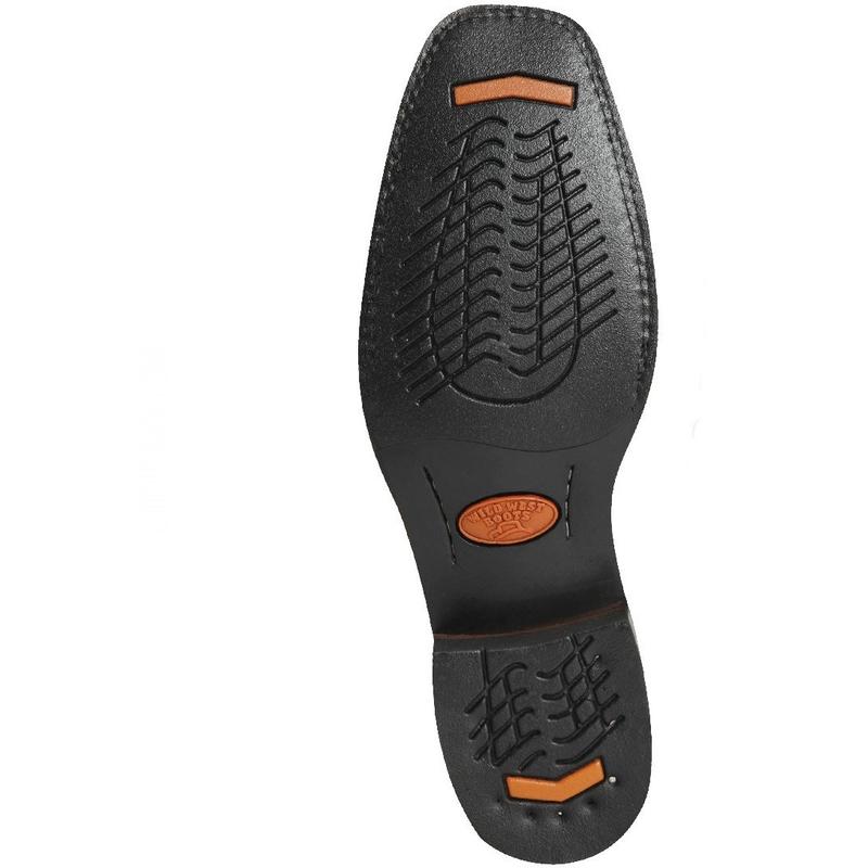 Genuine Teju Lizard Square Toe Boot with Rubber outsole in Black