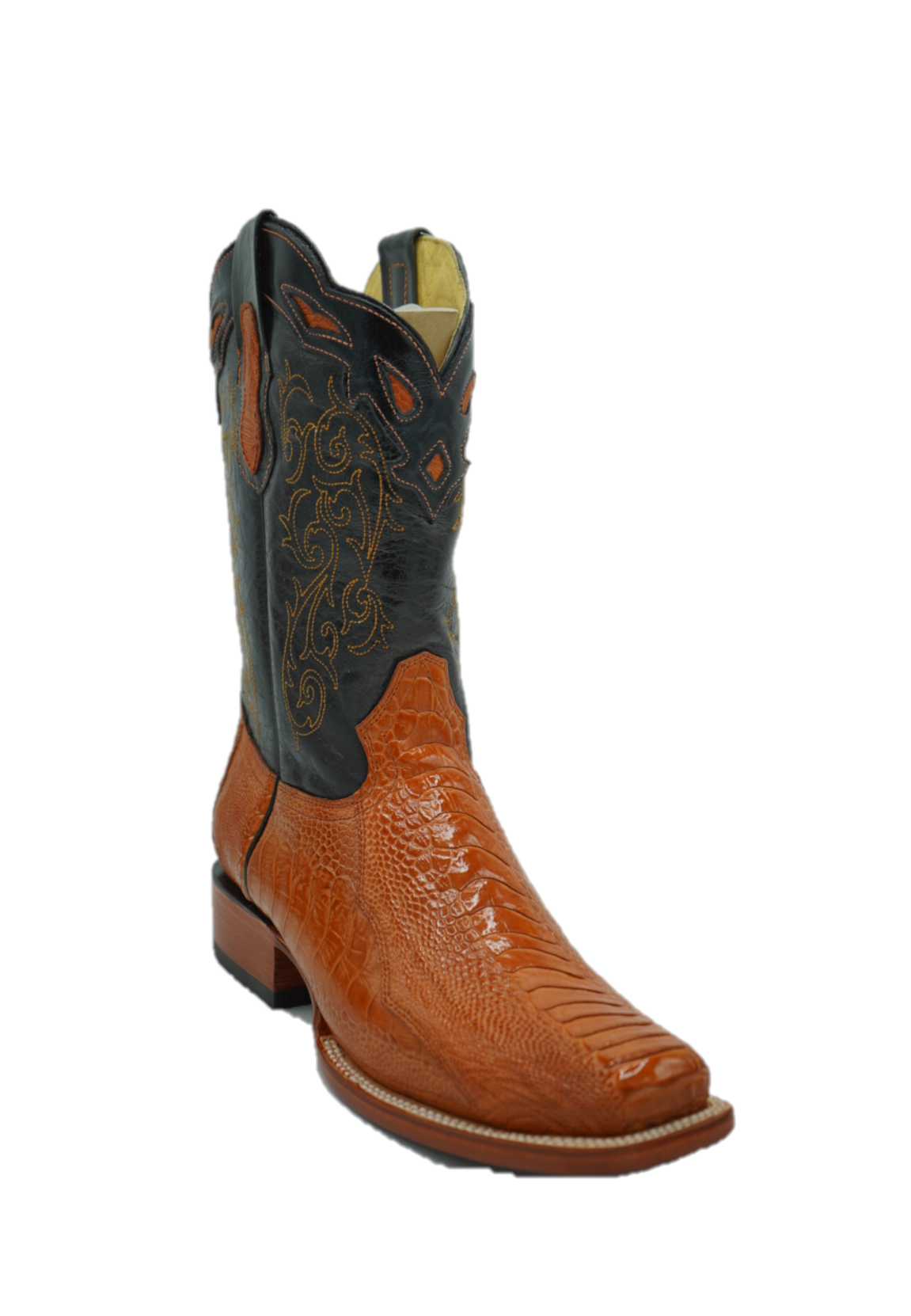 thumbnail image 2 of Silverton Men's Genuine Ostrich Leg Print Western Boots – Wide Square Toe, Shedron Color 2 of 4