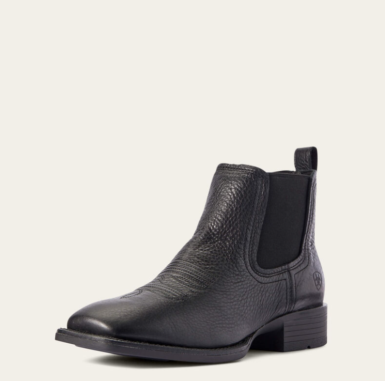 Ariat Booker Chelsea Wide Square Toe Black Western Boot