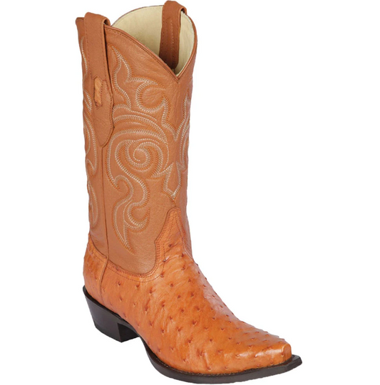 Los Altos Genuine Ostrich Snip Toe Boot in Honey