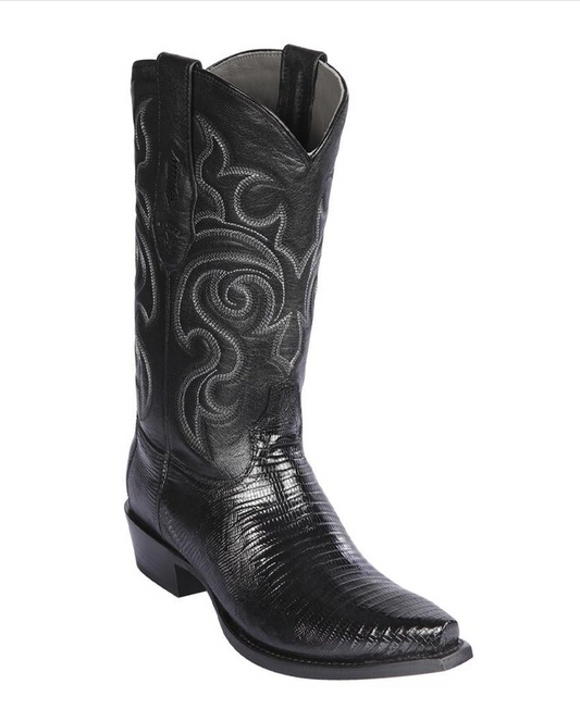 Los Altos Genuine Teju Lizard Snip Toe Boot in Black