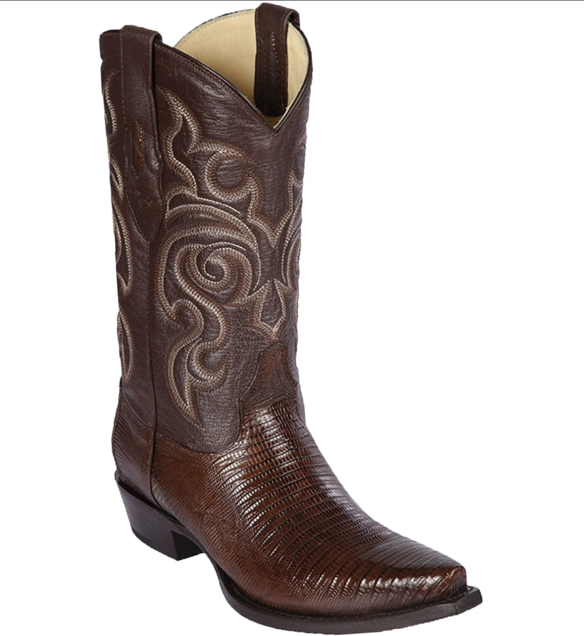 Los Altos Genuine Teju Lizard Snip Toe Boot in Brown