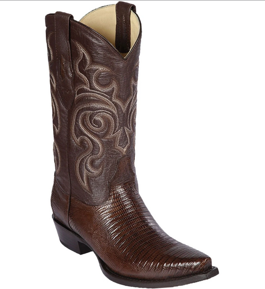 Los Altos Genuine Teju Lizard Snip Toe Boot in Brown