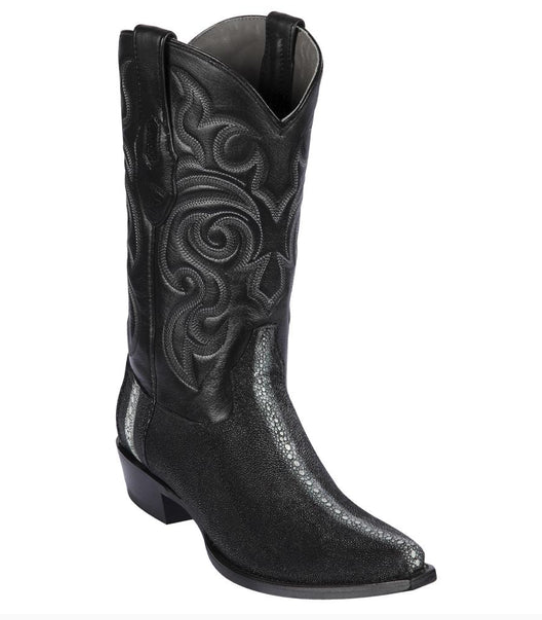 Los Altos Genuine Stingray Full Rowstone Snip Toe Boot in Black