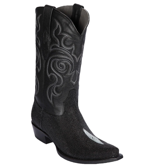 Los Altos Genuine Stingray Single Rowstone Snip Toe Boot in Black