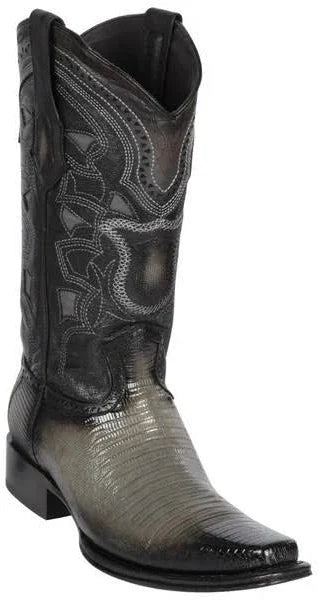 Los Altos Genuine Teju Lizard Narrow Square Toe Boot in Faded Gray