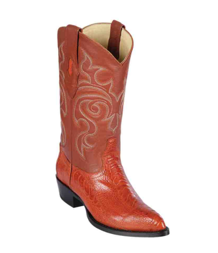 Los Altos Genuine Ostrich Leg J Toe Boot in Cognac