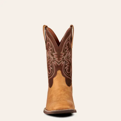 Ariat Men's Sport Partner Matte Tan Buck and Chocolate Wide Square Toe