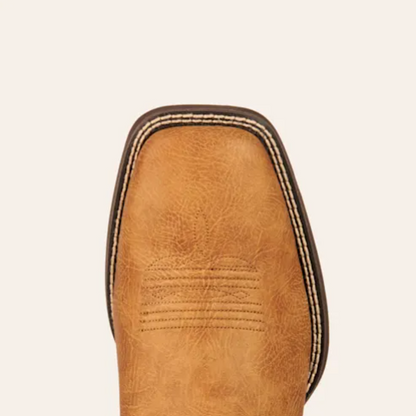 Ariat Men's Sport Partner Matte Tan Buck and Chocolate Wide Square Toe