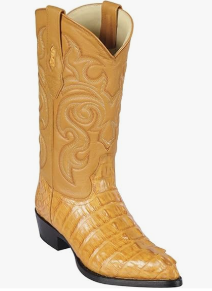 Los Altos Genuine Caiman Tail J Toe Boot in Buttercup