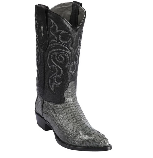 Los Altos Gray J Toe Caiman Hornback Cowboy Boot
