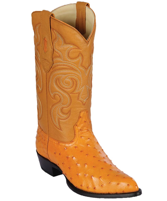 Los Altos Genuine Ostrich J Toe Boot in Buttercup