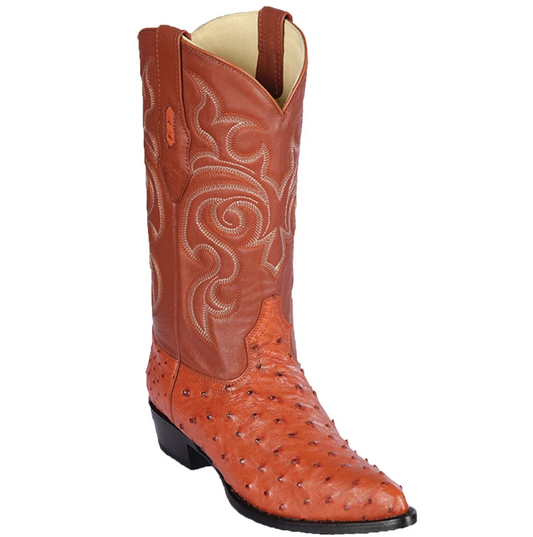 Los Altos Genuine Ostrich J Toe Boot in Cognac