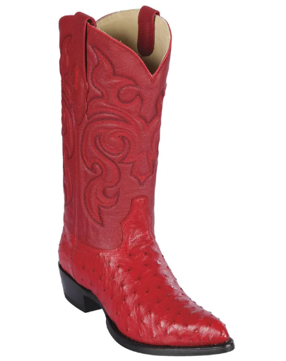 Los Altos Genuine Ostrich J Toe Boot in Red