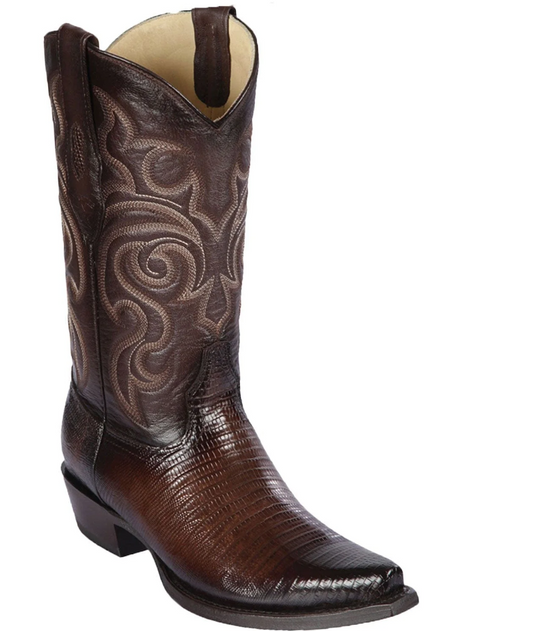 Los Altos Genuine Teju Lizard Snip Toe Boot in Burnished Brown