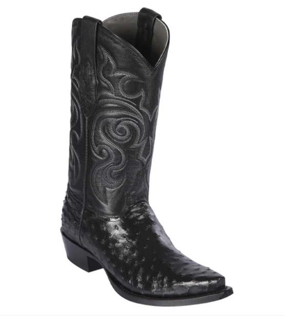 Los Altos Genuine Ostrich Snip Toe Boot in Black