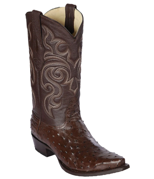 Los Altos Genuine Ostrich Snip Toe Boot in Brown