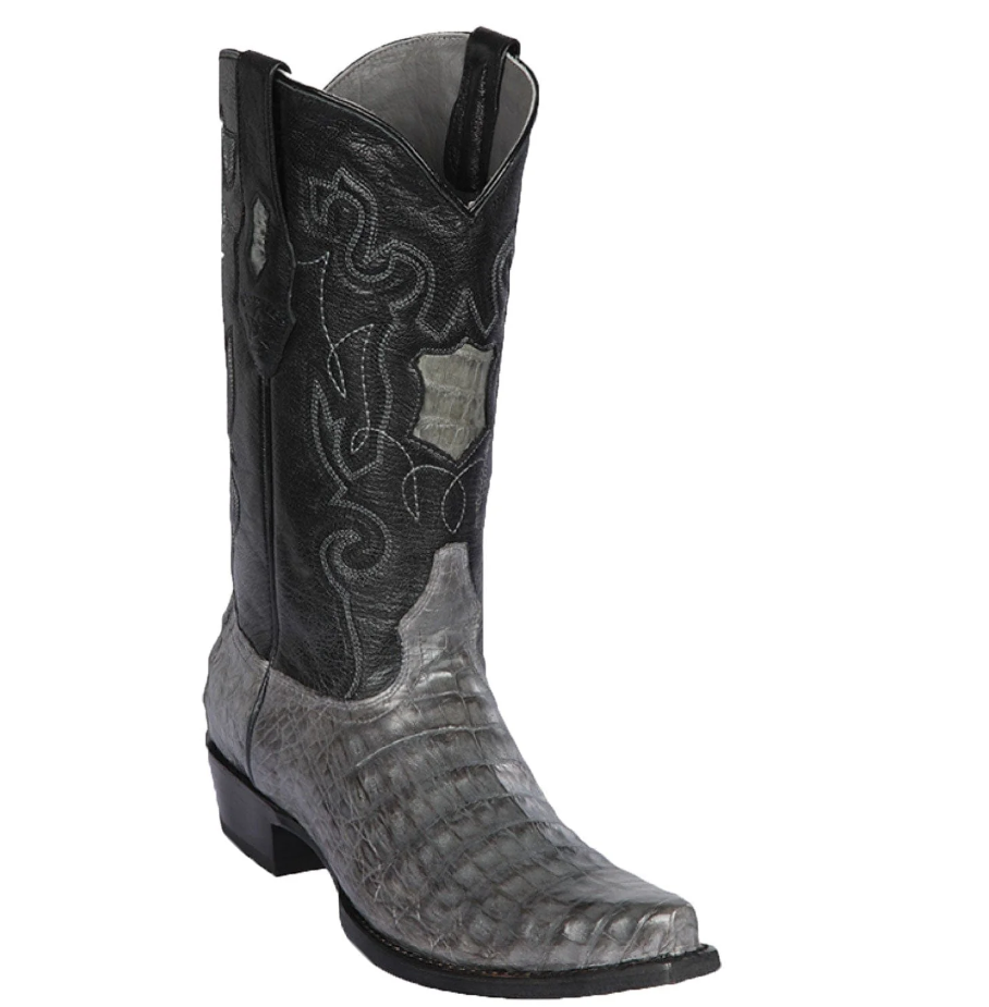 Los Altos Genuine Caiman Belly Snip Toe Boot in Gray