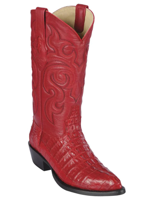 Los Altos Genuine Caiman Tail J Toe Boot in Red