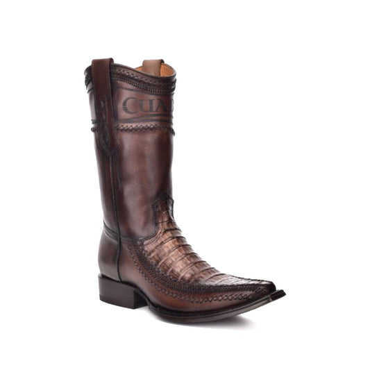 Cuadra Genuine Caiman Belly Narrow Square Toe Boot in Paris Cafe