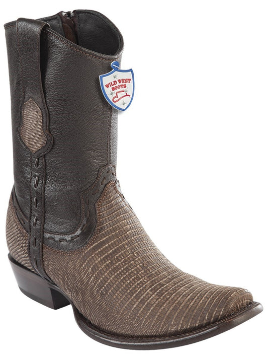 Genuine Teju Lizard Ankle Boot in Sanded Brown