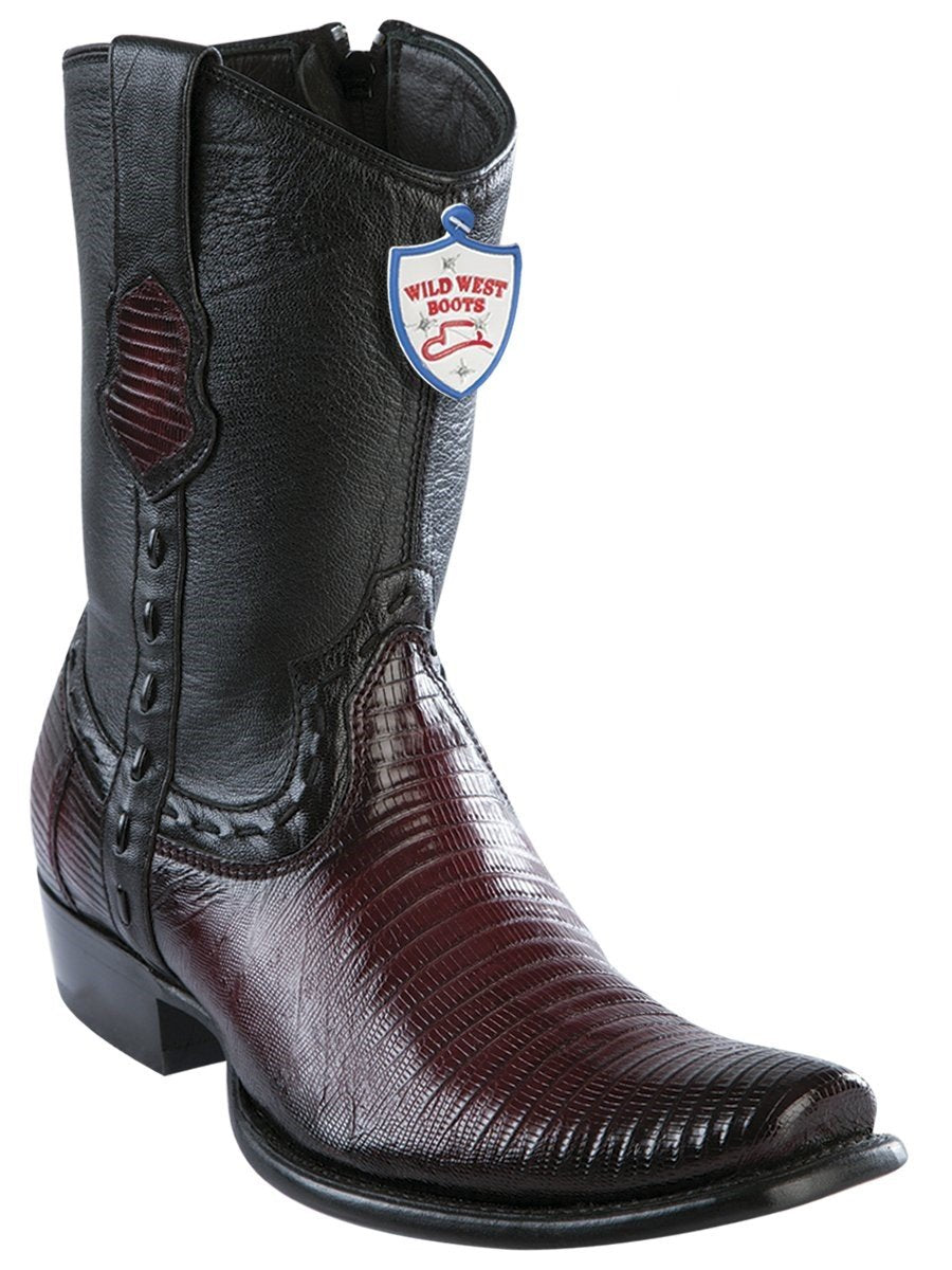 Genuine Teju Lizard Ankle Boot in Faded Burgandy