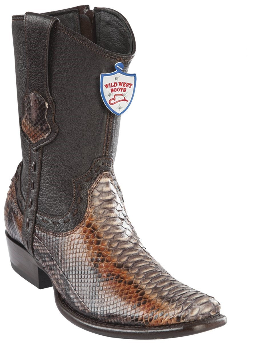 Genuine Python Ankle Boot in Rustic Cognac