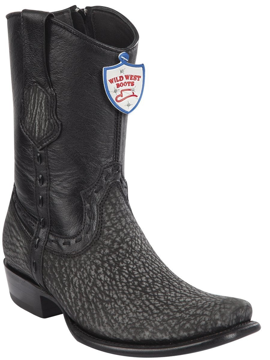 Genuine Shark Ankle Boot in Rustic Black