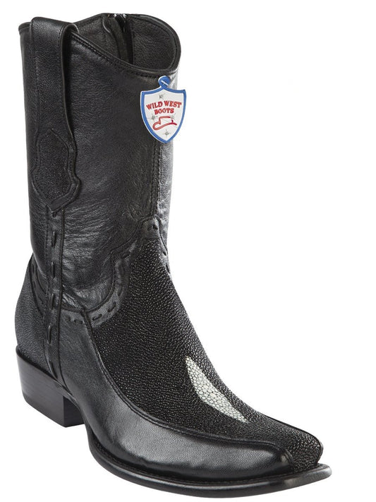 Genuine Stingray Single Stone Stitched Ankle Boot