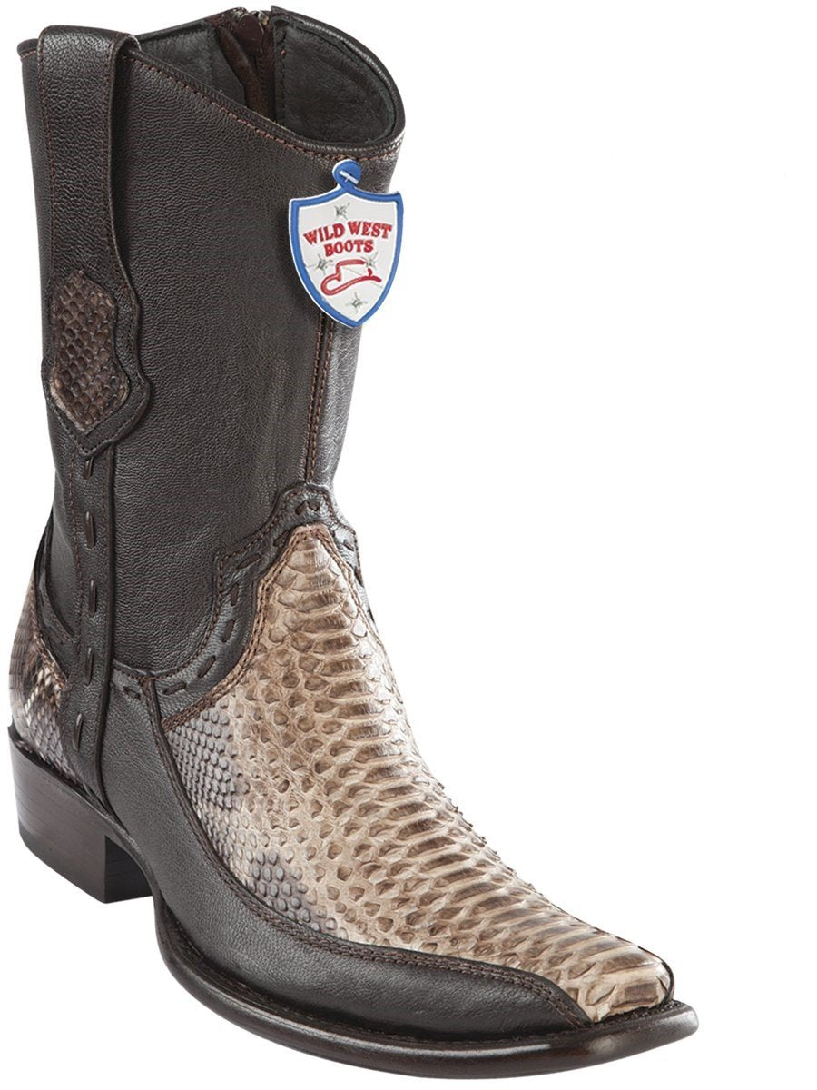 Genuine Python Stitched Ankle Boot in Rustic Brown