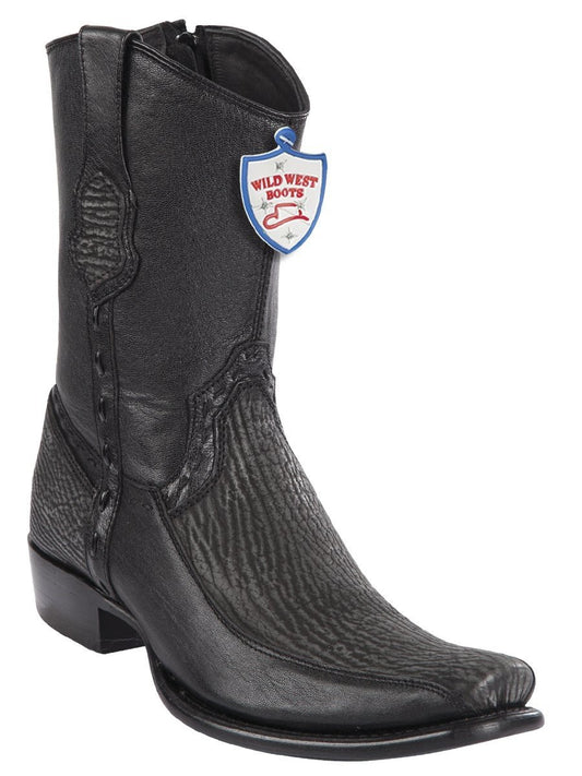 Genuine Shark Stitched Ankle Boot in Rustic Black