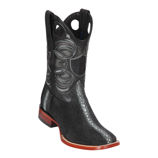 Genuine Full RowStone Stingray Wide Square Toe Boot in Black