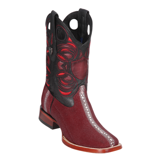 Genuine Full RowStone Stingray Wide Square Toe Boot in Burgundy