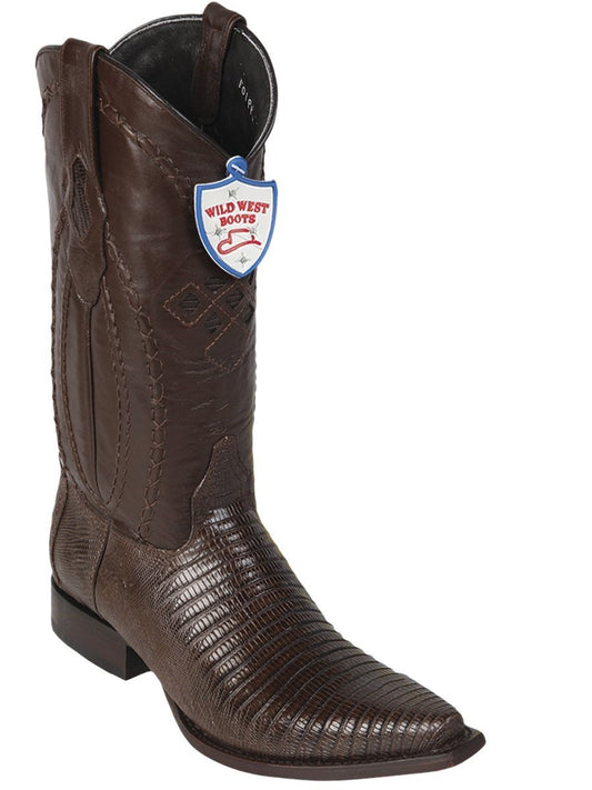 Genuine Teju Lizard Snip Toe Boot in Brown