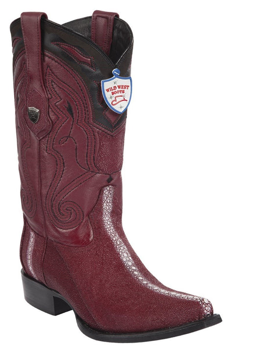 Genuine Stingray Full Rowstone Snip Toe Boot in Burgandy