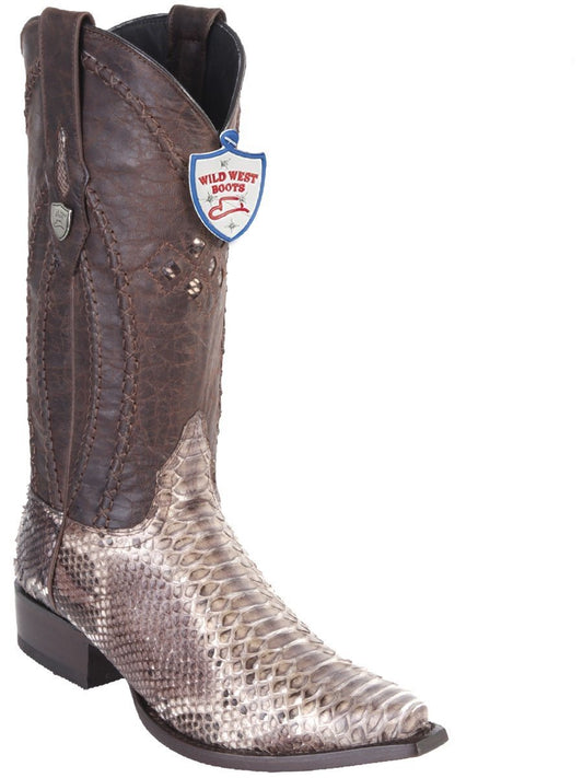 Genuine Python Snip Toe Boot in Rustic Brown