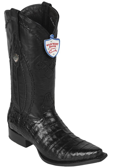 Genuine Caiman Belly Snip Toe Boot in Black