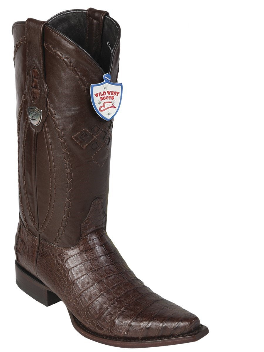 Genuine Caiman Belly Snip Toe Boot in Brown